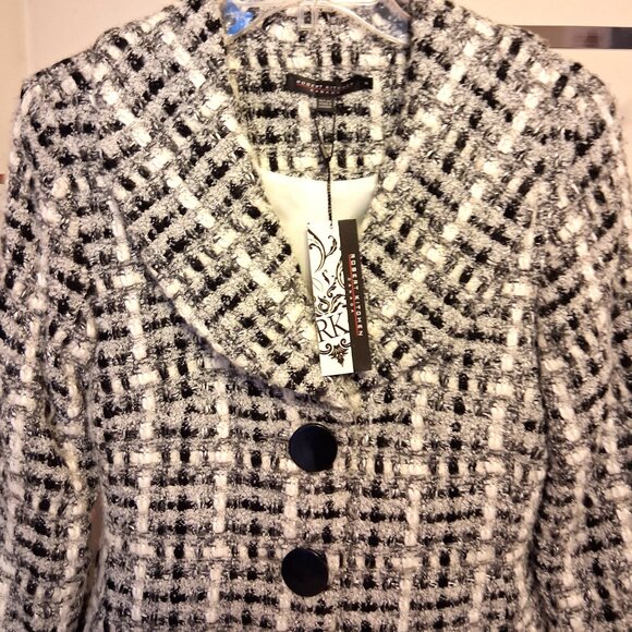 NWT Robert Kitchen Women's High-Quality Gray White Black Lined Blazer Jacket 8 M - Picture 8 of 11